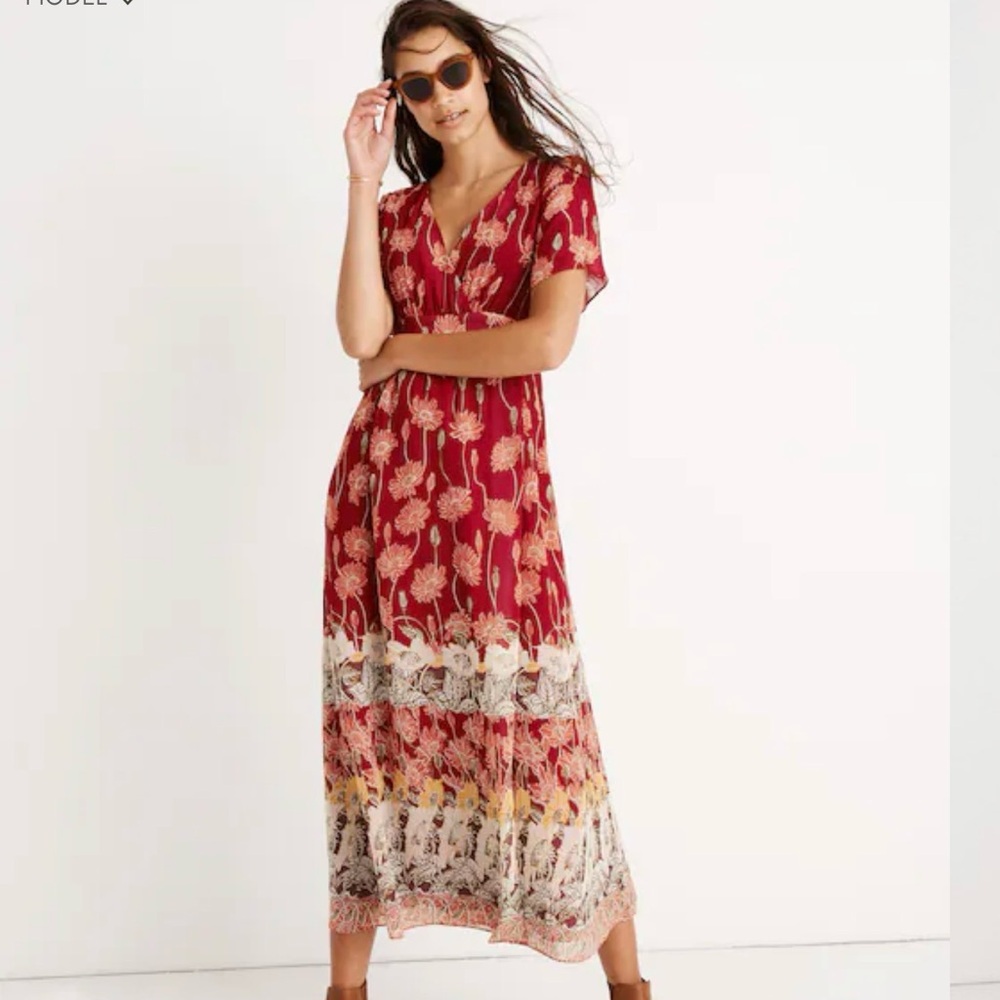 Madewell Tulip-Sleeve Maxi Dress Size 14